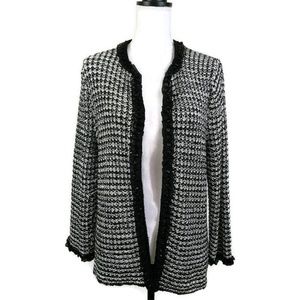 Jones New York Houndstooth Sweater Jacket Size XL